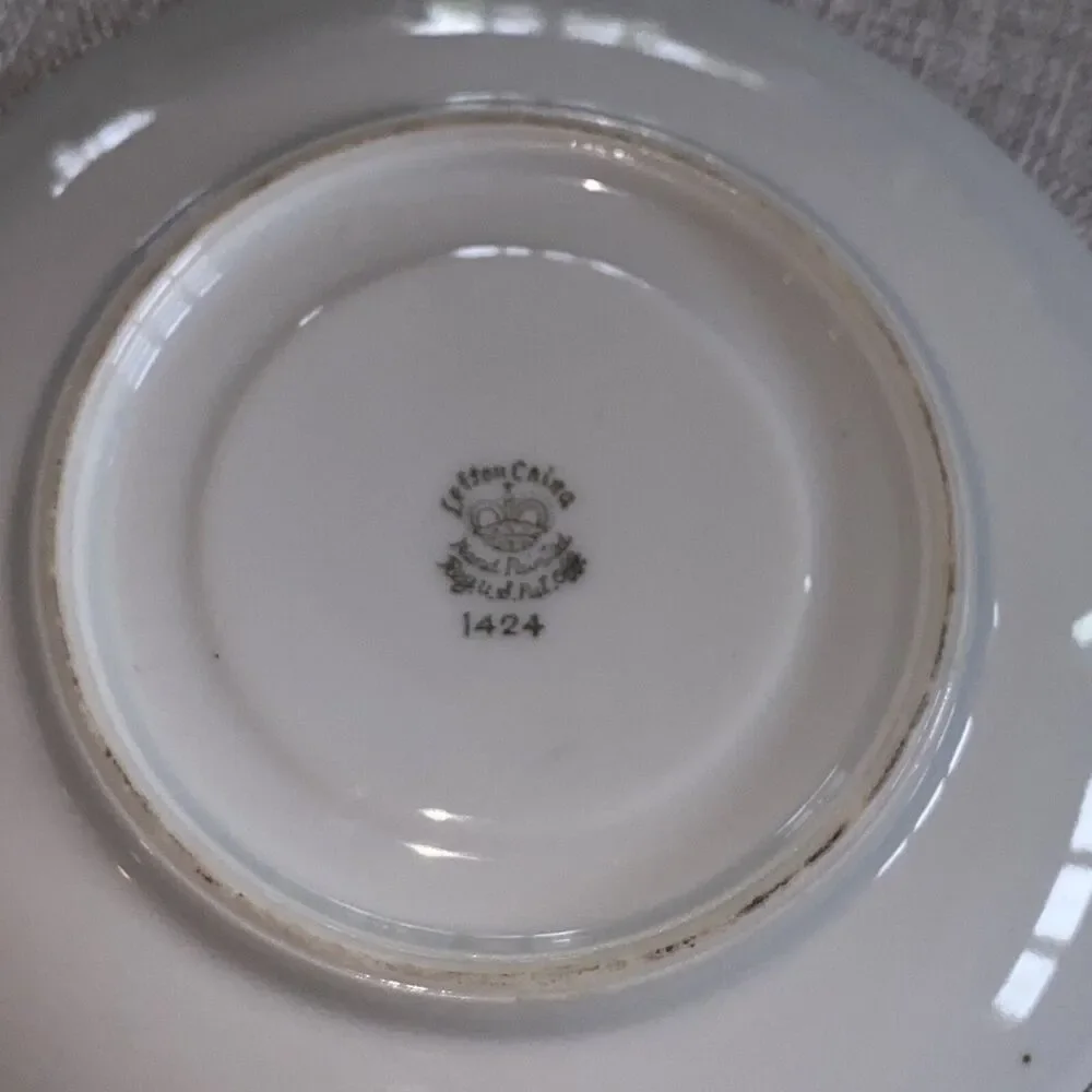 Vintage Lefton Iridescent Gold Rose Cup and Saucer Cup Set Hand Painted